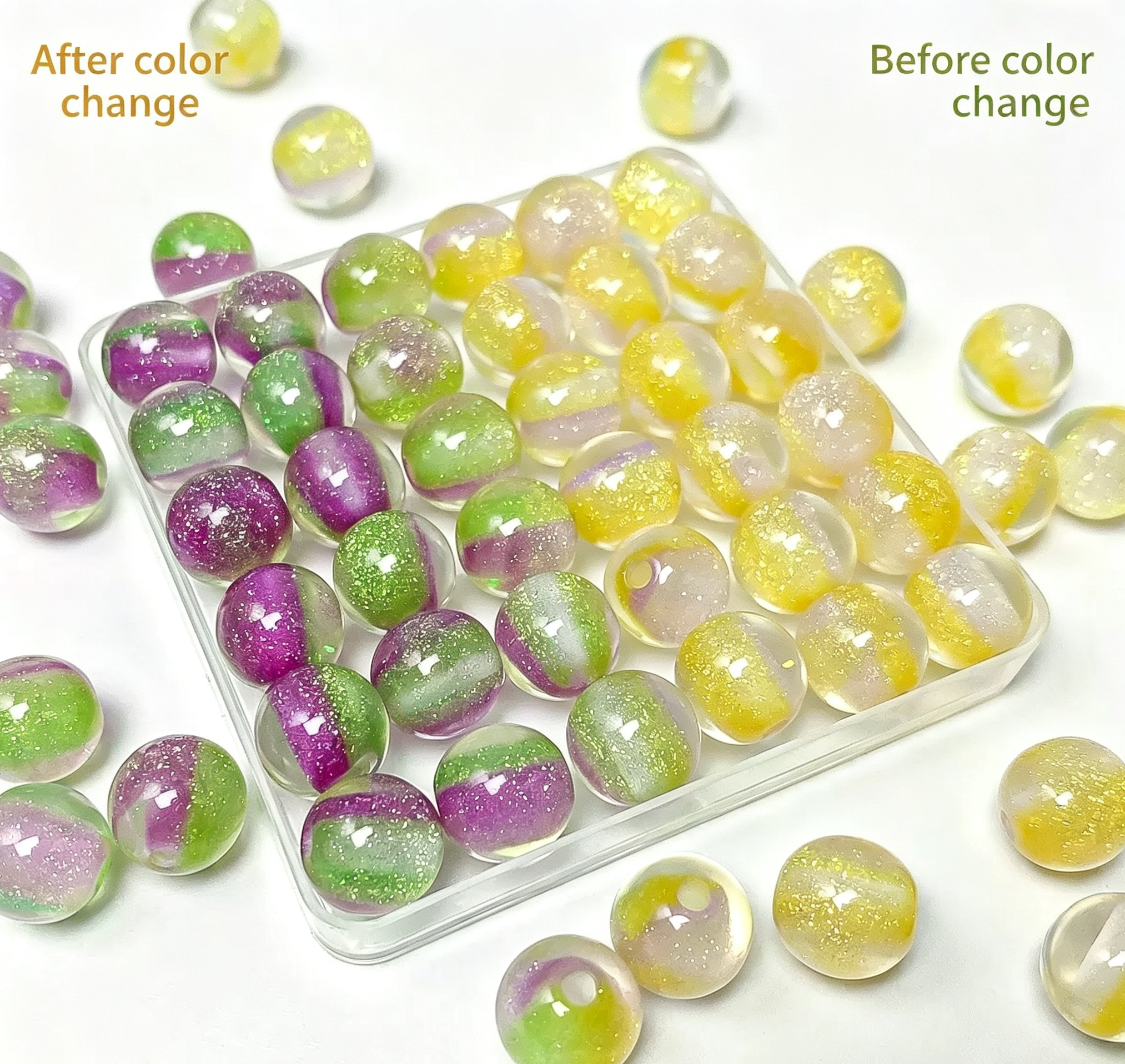 【Live Opening】Fashionable Resin UV-Sensitive Color-Changing Beads（10mm)