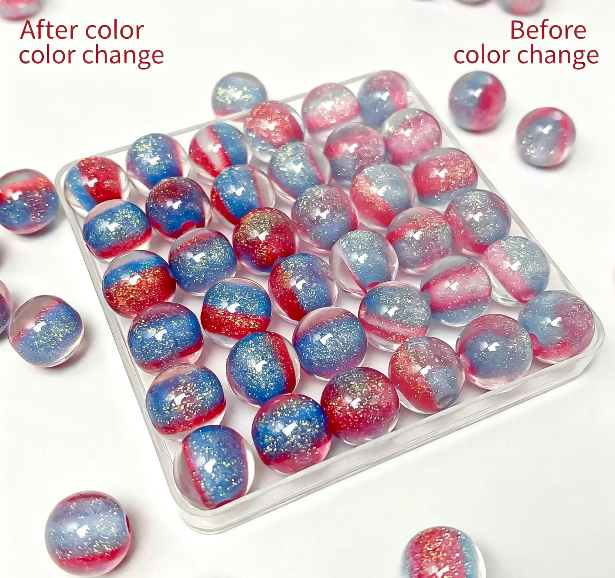【Live Opening】Fashionable Resin UV-Sensitive Color-Changing Beads（10mm)