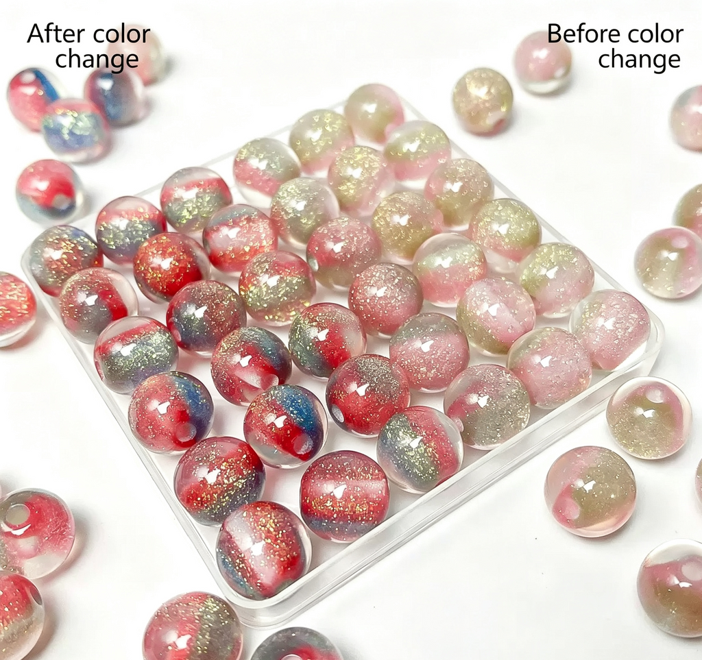 【Live Opening】Fashionable Resin UV-Sensitive Color-Changing Beads（10mm)