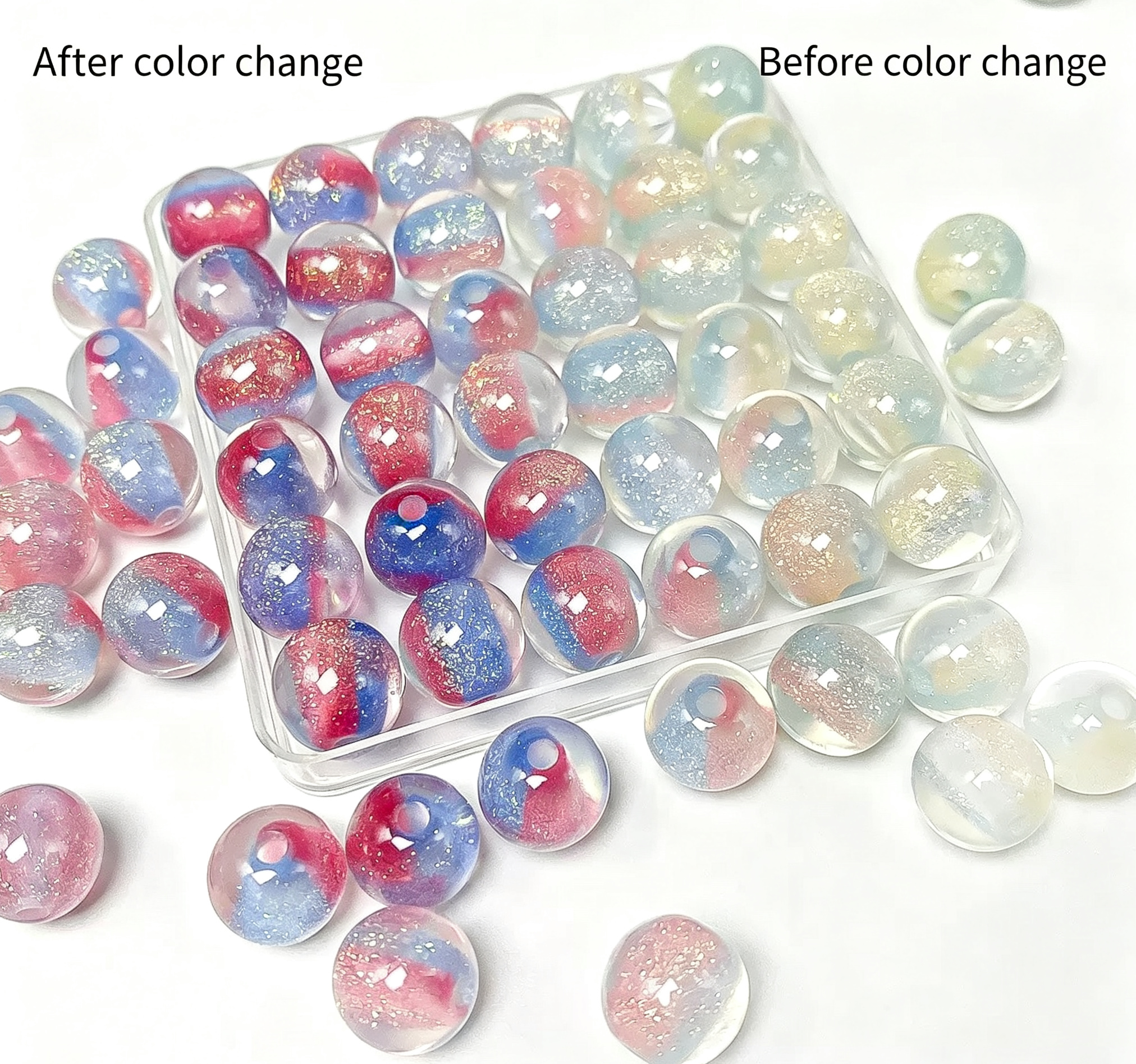 【Live Opening】Fashionable Resin UV-Sensitive Color-Changing Beads（10mm)
