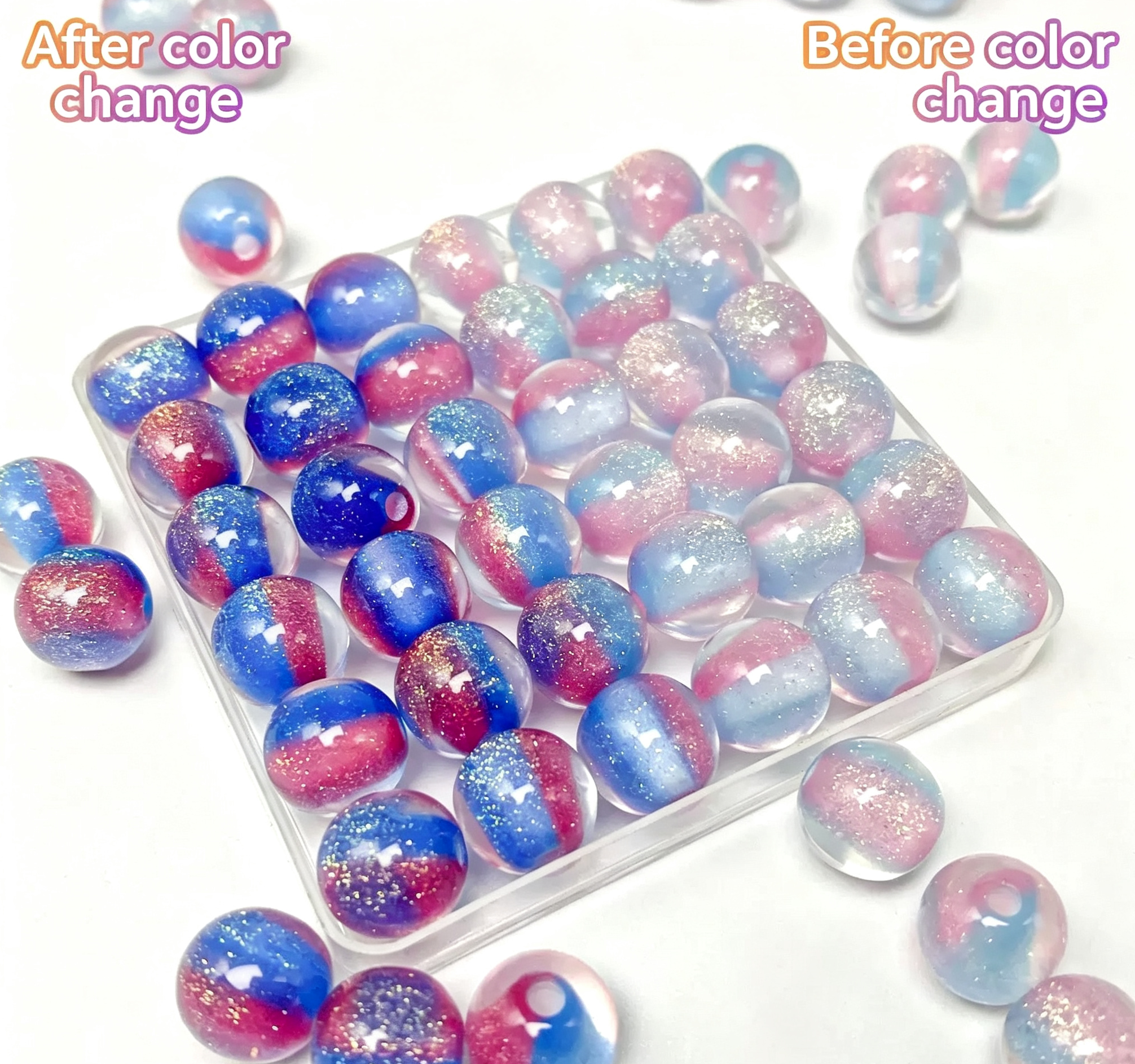 【Live Opening】Fashionable Resin UV-Sensitive Color-Changing Beads（10mm)